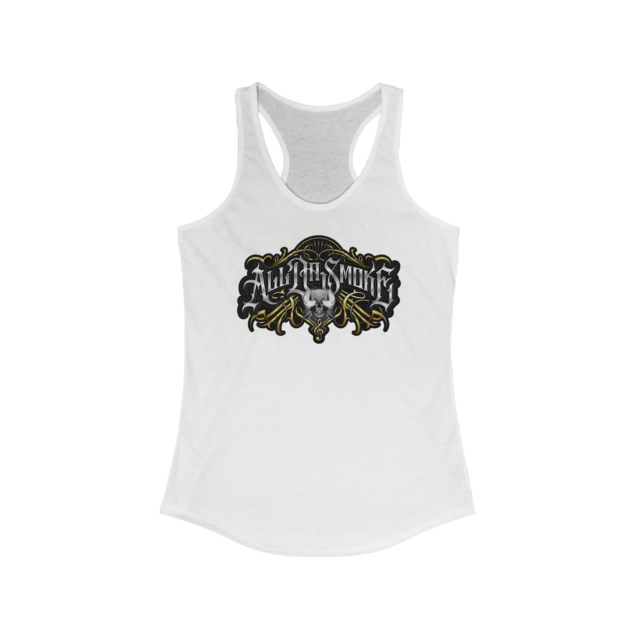 Women's ALL DA SMOKE RACERBACK TANK - WHITE/BLACK/NAVY