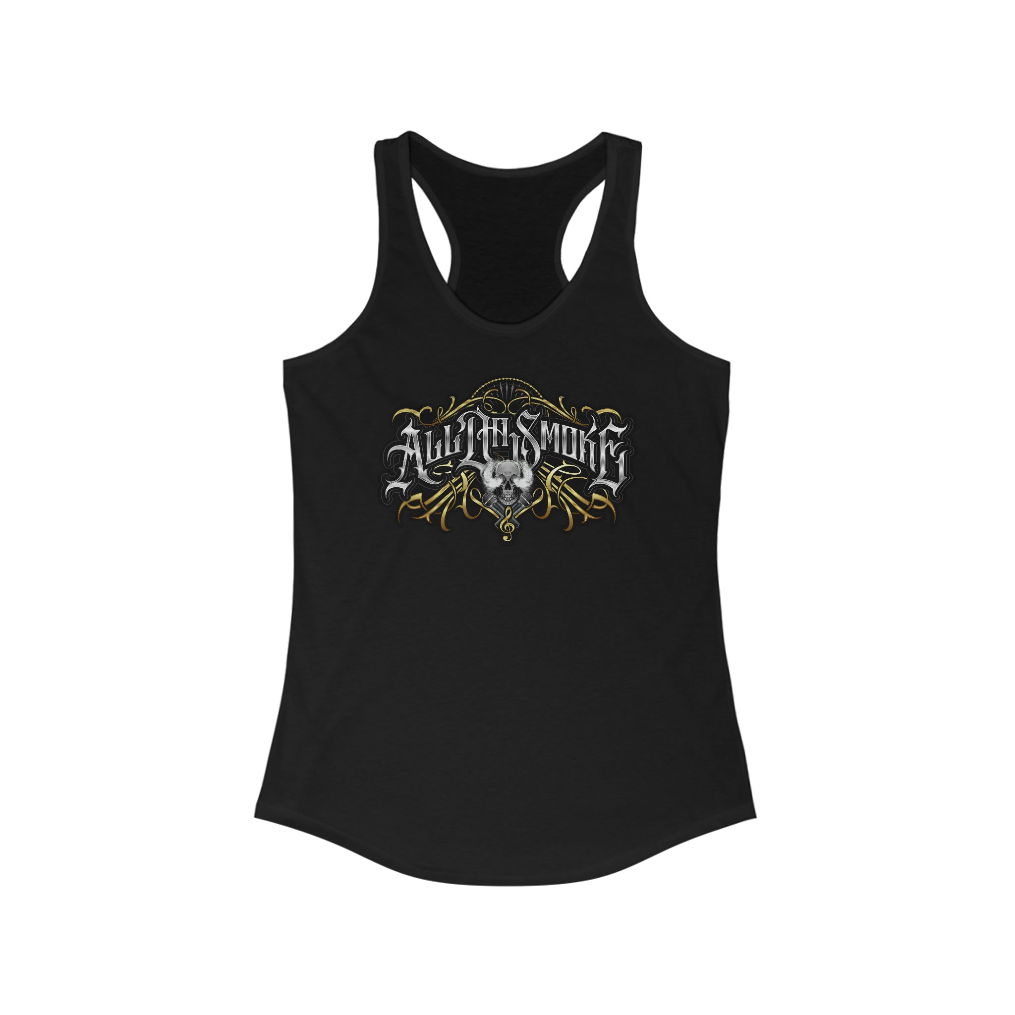 Women's ALL DA SMOKE RACERBACK TANK - WHITE/BLACK/NAVY