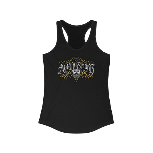 Women's ALL DA SMOKE RACERBACK TANK - WHITE/BLACK/NAVY